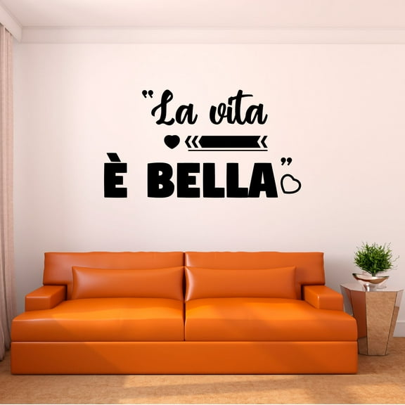Spanish Wall Decals for Care Taker Daycare - La vita è bella Beautiful Life Quote in Spanish Home Wall Sticker - Size: 10 In x 5 In