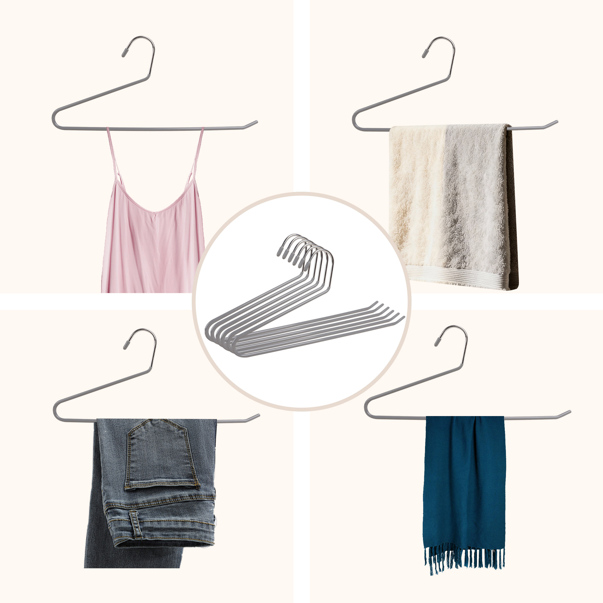 BP4U 36-Pack Open-Ended Metal Pants Hangers with Non-Slip Coated, Heavy Duty Space Saving Steel Towel & Scarf Hangers for Jeans, Trousers, Dresses & Bath Towels(Grey)