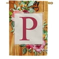 thumbnail image 1 of America Forever Spring Monogram House Flag Letter P 28 x 40 inches Double Sided Vertical Outdoor, Yard, Lawn, Seasonal Decorative Flowers Bees and Butterflies Summer House Flag, 1 of 5
