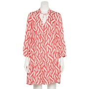 Women's Ellen Tracy V-Neck Long Sleeve Tiered Mini Dress Color: Geo Print Size: X SMALL