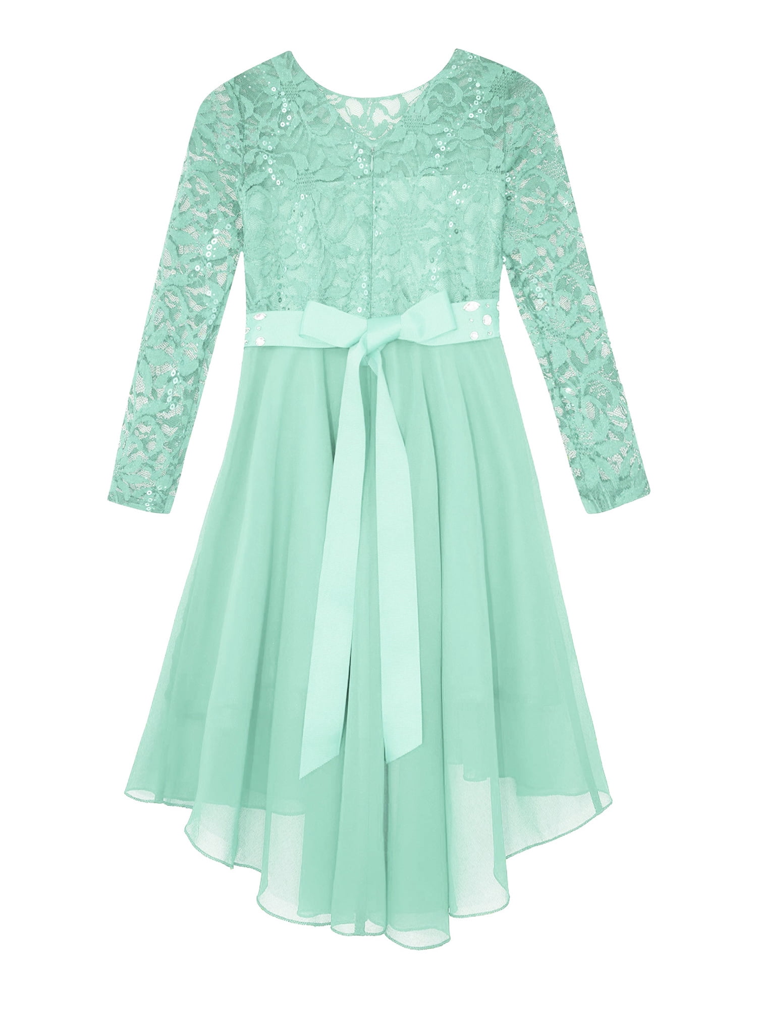 Chictry Kids Flower Girl Dress Ball Gown Chiffon Knee Length Dress for Wedding Bridesmaid Birthday Party Mint Green 16
