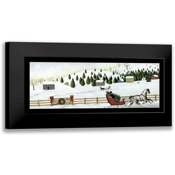 Brown, David Carter 14x8 Black Modern Framed Museum Art Print Titled - Christmas Valley Sleigh