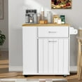 thumbnail image 3 of Glavbiku Rolling Kitchen Island Cart with Tilt-Out Trash Bin Cabinet & Drawer for Kitchen,White, 3 of 14