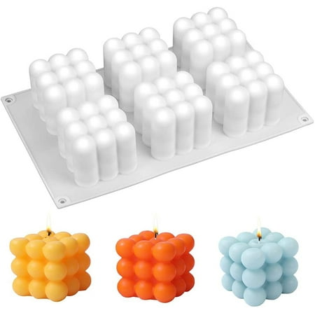 

Silicone Candle Mold 3D Spherical Cube Silicone Mold Plastic Mold For Craft Decorations Soap Candy Chocolate Six-Hole Cube Cake Kitchen Baking Castle Shape Cake Three-Dimensional Cube Mold