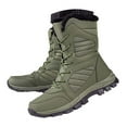 thumbnail image 3 of Gyexs Womens Waterproof Lace up Winter Snow Boots Comfortable High Top Warm Furry Lined Outdoor Lightweight Mid-Calf Booties for Walking Hiking, Army Green, Size 8.5, 3 of 8