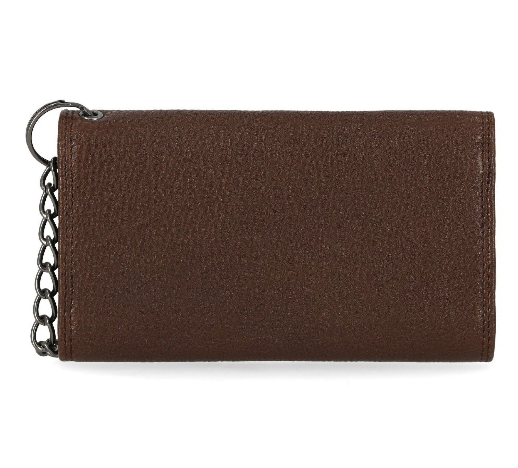 Harley-Davidson Men's Genuine Leather Iconic B&S Eagle Trucker Wallet - Brown, Harley Davidson