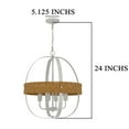 thumbnail image 5 of Baty Chandelier, 4 Light Rustic Rattan Round, White Metal 21 Inch, 5 of 7