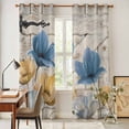 thumbnail image 3 of Blue Yellow Tulips Kitchen Curtains Window Panels, Retro Farmhouse Flower Barn Doors Wooden Insulated Window Treatment Curtain, Grommet Curtains for Bedroom/Living Room/Bathroom, 2 Piece 42"Wx84"L, 3 of 8