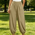 thumbnail image 2 of Hurxie Baggy Wide Leg Pants Womens Barrel Pants Mid Waisted Balloon Pants with Pockets Khaki,XL, 2 of 6