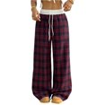 thumbnail image 1 of Pantalones de pijama a cuadros for mujer, pantalones casuales holgados con cintura elástica, cómodos pantalones de salón, pantalones holgados for dormir con bolsillos, 1 of 7