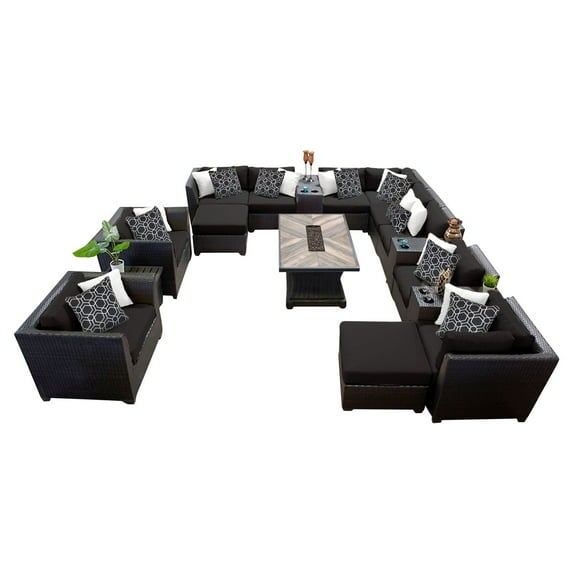 TK Classics Barbados 17D Wicker 17 Piece Fire Pit Patio Set