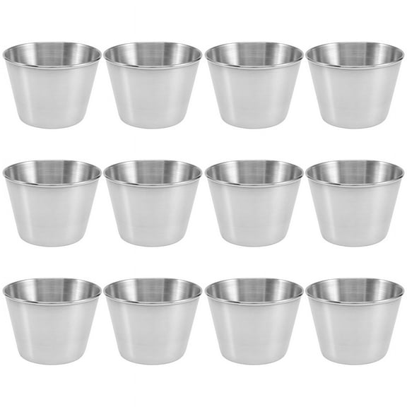 12 Pack Stainless Steel Condiment Sauce Cups,Commercial Grade Dipping Cups,Ramekin Cups Portion