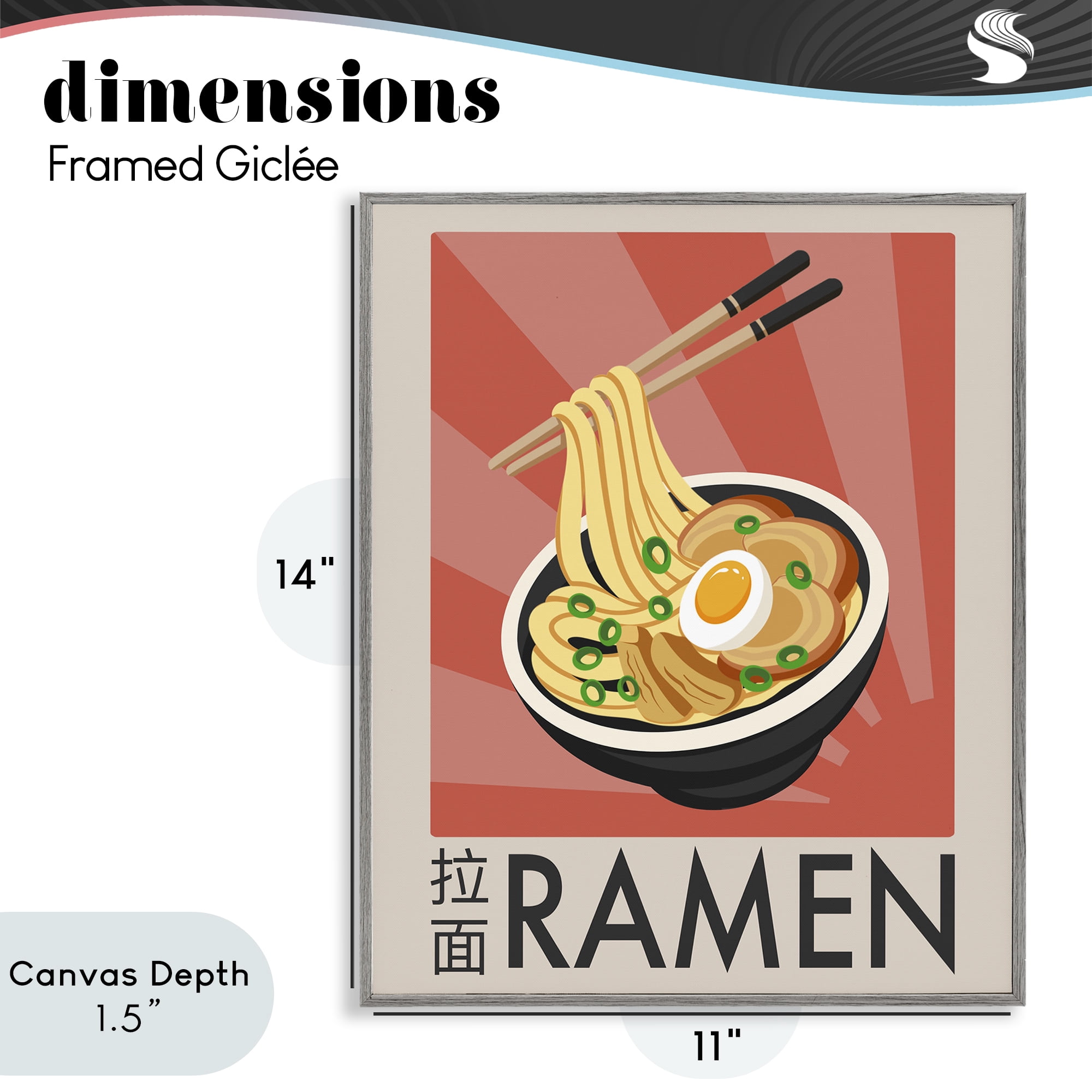 Stupell Industries Iconic Ramen Poster Gray Framed Giclee Art, design by Marcus Prime