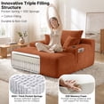 thumbnail image 5 of Oooh life Convertible Sofa Bed, Oversized Indoor Chaise Lounge with Cup Holders, Orange Corduroy Floor Chair, No Assembly, 65 inch Large Lounger, 5 of 6
