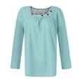 thumbnail image 5 of Womens Plus Size Tops Long Sleeve Round Neck Solid Button Comfortable Blouse Sky Blue XL, 5 of 5