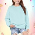 thumbnail image 5 of EnJoCho Girls Crewneck Sweatshirt - Drop Shoulder Side Split Long Sleeve Oversized Pullover Top for Kids 5-14 Years Fall Back-to-School Casual Wear, 5 of 8