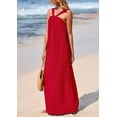 thumbnail image 4 of Vestido de verano PRETTYGARDEN para mujer 2025 con tiras holgadas, rojo, 4 of 8