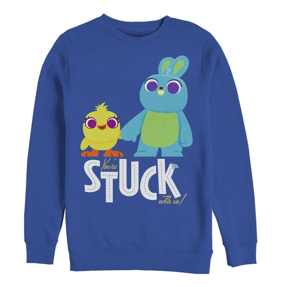 Men's Toy Story Ducky & Bunny Stuck With Us  Sweatshirt Royal Blue Medium