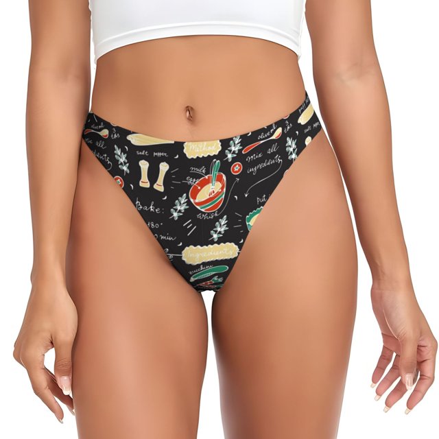 Balery Vegetable Quiche Tangas de Algodón para Mujer con Estampado – Ropa Interior Sexy, Transpirable, G-string-3X-Large