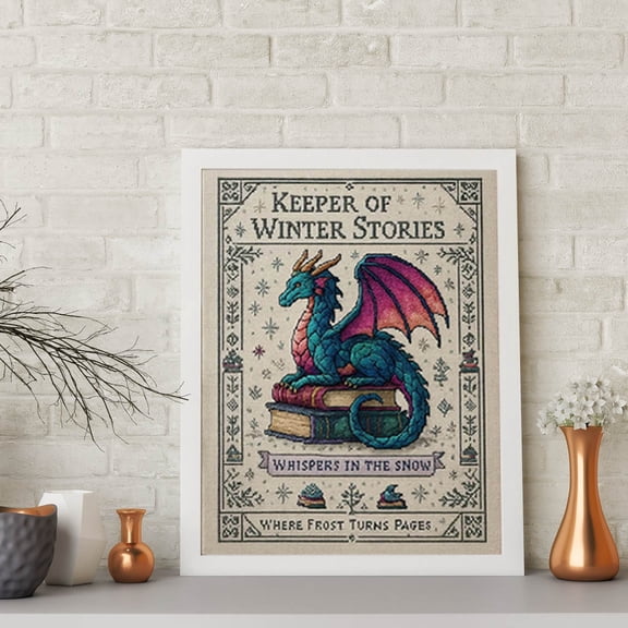 HOARBOEG Magic Dragon Cross Stitch Kit for Adults Beginners, Full Stitch Embroidery Set with Pattern, DIY Home Wall Art Decor, Unique Gift Idea
