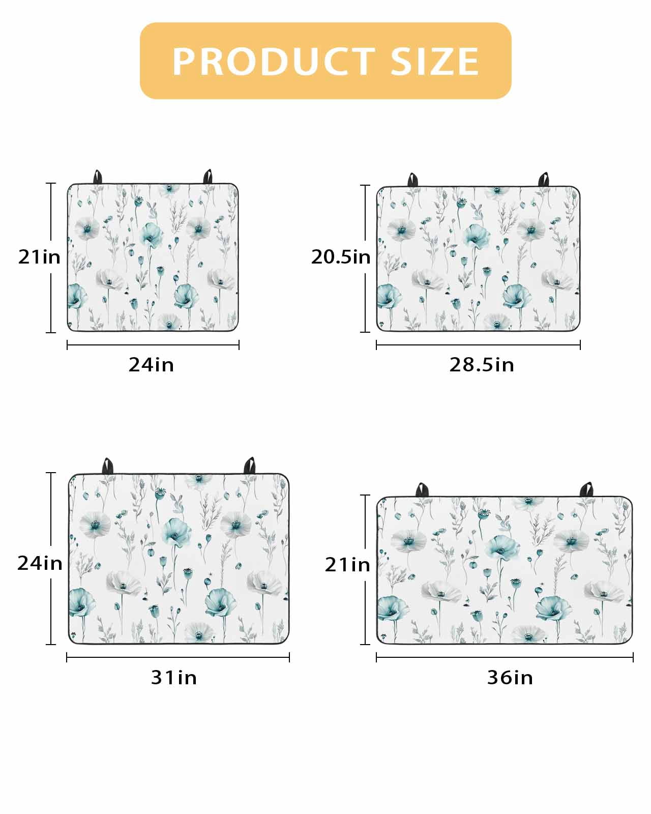nqOlkjepod Large Induction Cooktop Protector Mat 36"x21", Turquoise Flowers Stove Top Covers for Electric Stove, Farmhouse Spring Botanical Floral Stove Burner Cover Mats, Glass Top Stove Cover
