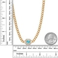 thumbnail image 6 of Gem Stone King 14K Gold Plated Swiss Blue Topaz and Moissanite Cuban Curb Link Chain Pendant Necklace for Women  (1.36 cttw, Cushion 6MM, 16 inch Chain + 2 inch Extender), 6 of 6