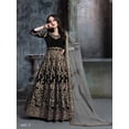 thumbnail image 3 of Pakistan Wedding Party Wear Black & Golden Velvet Flared Anarkali Suit For Women, 3 of 3