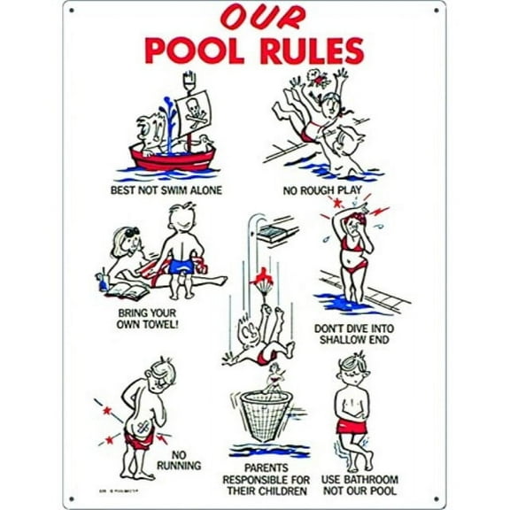 Poolmaster "Our Pool Rules" Animation with Kids Sign for Residential or Commercial Swimming Pools