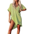 thumbnail image 1 of Arvbitana Women's Summer Knit Swimsuit Cover-up Short Sleeve V Neck Plus Size Casual Kaftans Loose See-Through Crochet Bikini Cover Up for Beach, 1 of 6