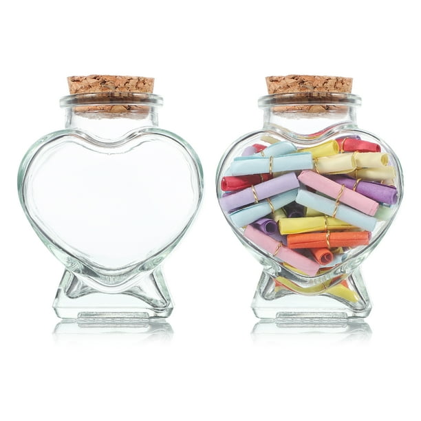 2 frascos de vidrio de 50 ml, botellas de los deseos, botellas de vidrio multiusos con corcho