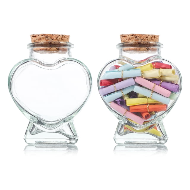 2 frascos de vidrio de 50 ml, botellas de deseos multiusos con corcho.