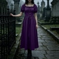 thumbnail image 6 of Women's Renaissance Dress Medieval Gothic Lace-Up Dresses Puff Sleeve Fairy Retro Gown Peasant Dresses, 6 of 9