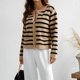 thumbnail image 1 of Suéter de cuello redondo de punto para mujer Suéter tipo cárdigan informal suelto con frente abierto FLhrweasw Nuevo, 1 of 7
