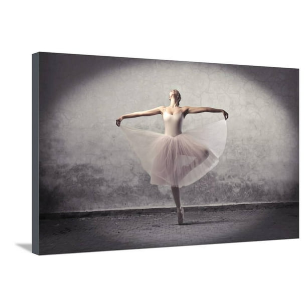 Beautiful Ballerina Dancing Stretched Canvas Print Wall Art By Ollyy