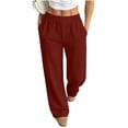 thumbnail image 2 of ZHYou No Boundarie Womens Waist Wide Sweatpants Elastic High Leg Loose Baggy Fit Casual Lounge Pants with Side Pockets,Wine,Size M, 2 of 6
