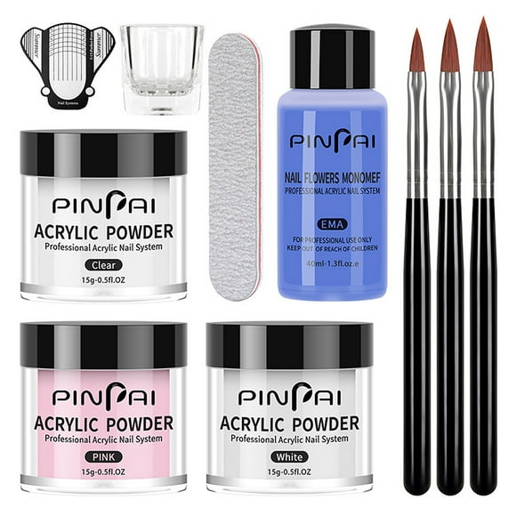 Acrylic Nail Kit, Yeacher Acrylic Powder and Liquid Set Nail Art Crystal Powder Liquid Monomer for Acrylic Nails Extension Carving