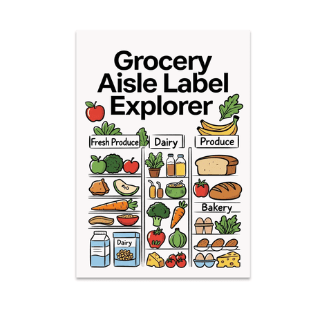 Grocery Aisle Label Explorer Art - Grocery Decor Enthusiast - 13x19 Poster Print