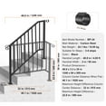 thumbnail image 6 of KFFKFF Outdoor Handrails for 3-4 Steps, Sturdy Carbon Steel Stair Rail Kit with Installation Accessories, Ideal for Seniors, Suitable for Concrete Steps, Porches & Decks, Black Retro Design, 6 of 9