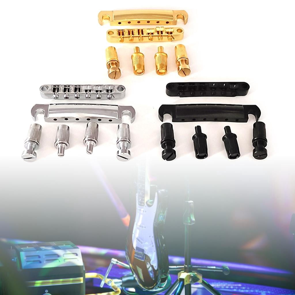 Yihuala Metal Roller Saddle Bridge & Tailpiece Replacement 6 String Electric Guitar Tune-O-Matic Bridge Guitar Parts Easy to Use