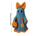 thumbnail image 3 of 25.6" Halloween Patchwork Ghost Figurine with Pumpkin - Cute Vintage Fall Tabletop Decor, Indoor Autumn Fall Statue for Home Room, Blue, 1-Pack, 3 of 7