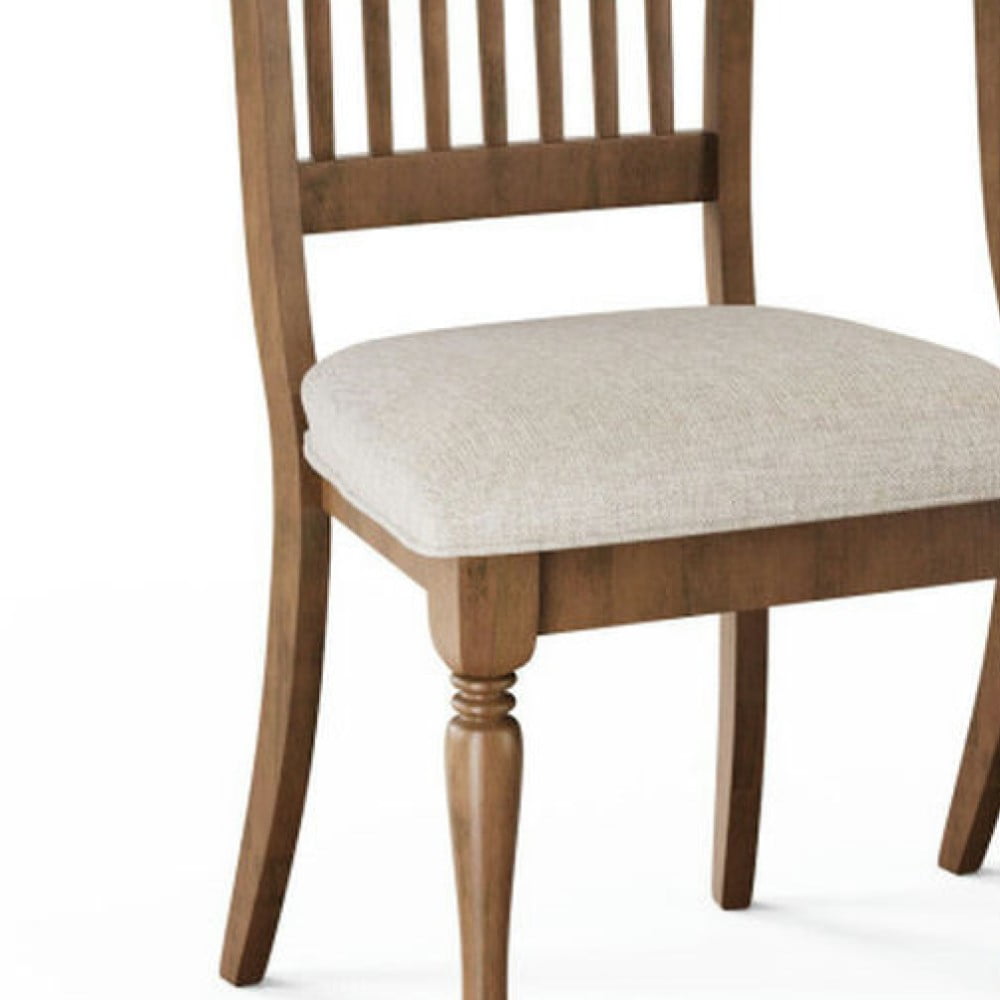 Demi Bonn Set of 2 Farmhouse Upholstered Dining Chair with Rubberwood Legs for Dining Room Living Room, Brown