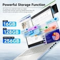thumbnail image 6 of HP 14" HD Student Business Laptop, Intel Celeron N150, 8GB RAM, 384 GB Storage(128GB UFS+256GB MSD), 1 Year Office 365, Webcam, Bluetooth, WiFi, Win 11 Pro, Sky Blue, W/Accessory, 6 of 9