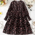 thumbnail image 4 of LUOGENLI Dresses For Girls Size 12 White And Blue Girl's Floral Print Long Sleeve Round Neck Flounce Ruffle Hem Midi Dress Graduation Dresses For Girls 10-12 9-10 Years, 4 of 8