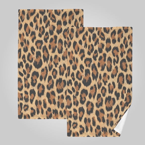 2 Pack 100% Cotton Towels Soft Absorbent Towel Set for Bathroom Beach Sports 16x28in Wild Amber Cheetah