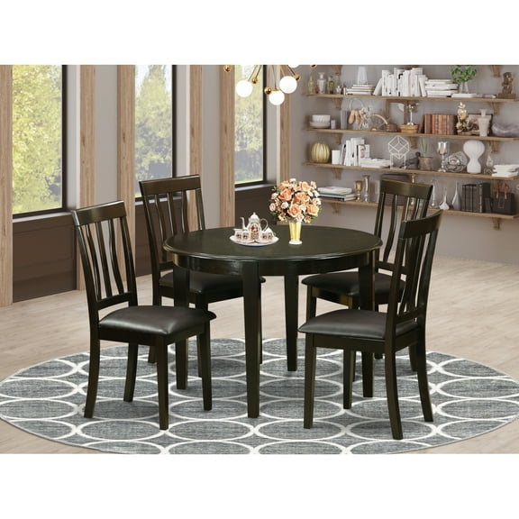 Rustic Round Dining Table Set - Small Kitchen Table with Chairs - Farmhouse Style Table