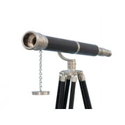 Floor Standing Brushed Nickel With Leather Galileo Telescope 65" - Marine Telescope - Nautical Home Decor