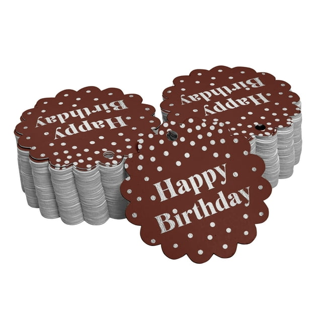 Inkdotpot Silver Foil Paper Hang Tags Happy Birthday Favor Tags 50 Piece