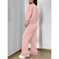 thumbnail image 6 of Women'S 2 Piece Outfits Sweatsuit Zip Up Long Sleeve Sweatshirt with Wide Leg Sweatpants Pink XXL, 6 of 8