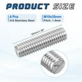 thumbnail image 2 of Uxcell 4Pack M10x35mm 316 Stainless Steel Fully All Threaded Rod Studs, 1.5mm Pitch, 2 of 6
