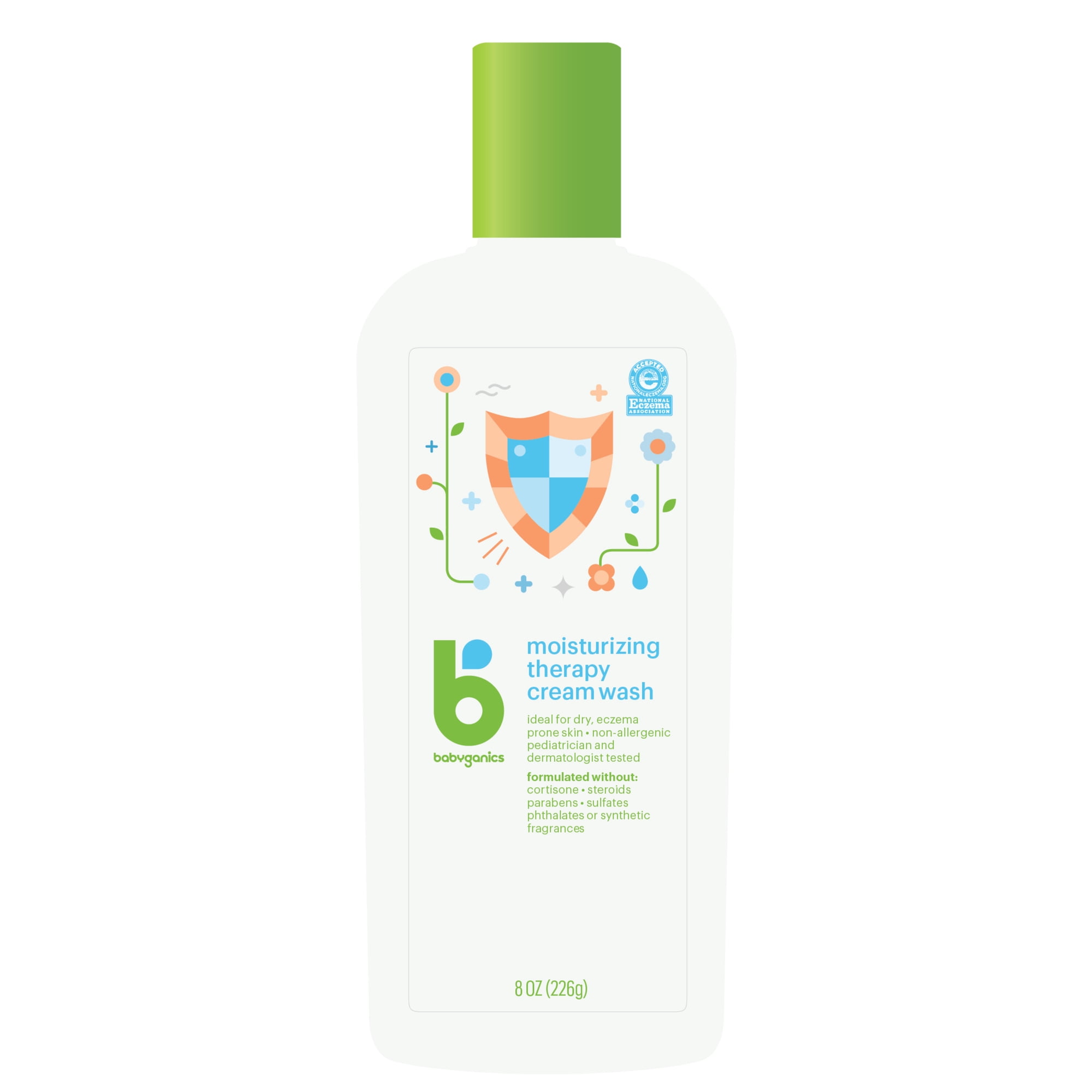 Babyganics Moisturizing Therapy Cream Wash, Fragrance Free 8 oz